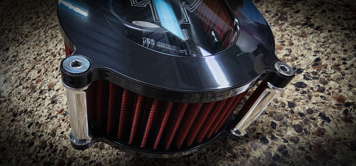 The "L.I.T." HEAVY BREATHER Clear Lid 1999 and UP CABLE ACTUATED Twin Cam Air Filter Assembly